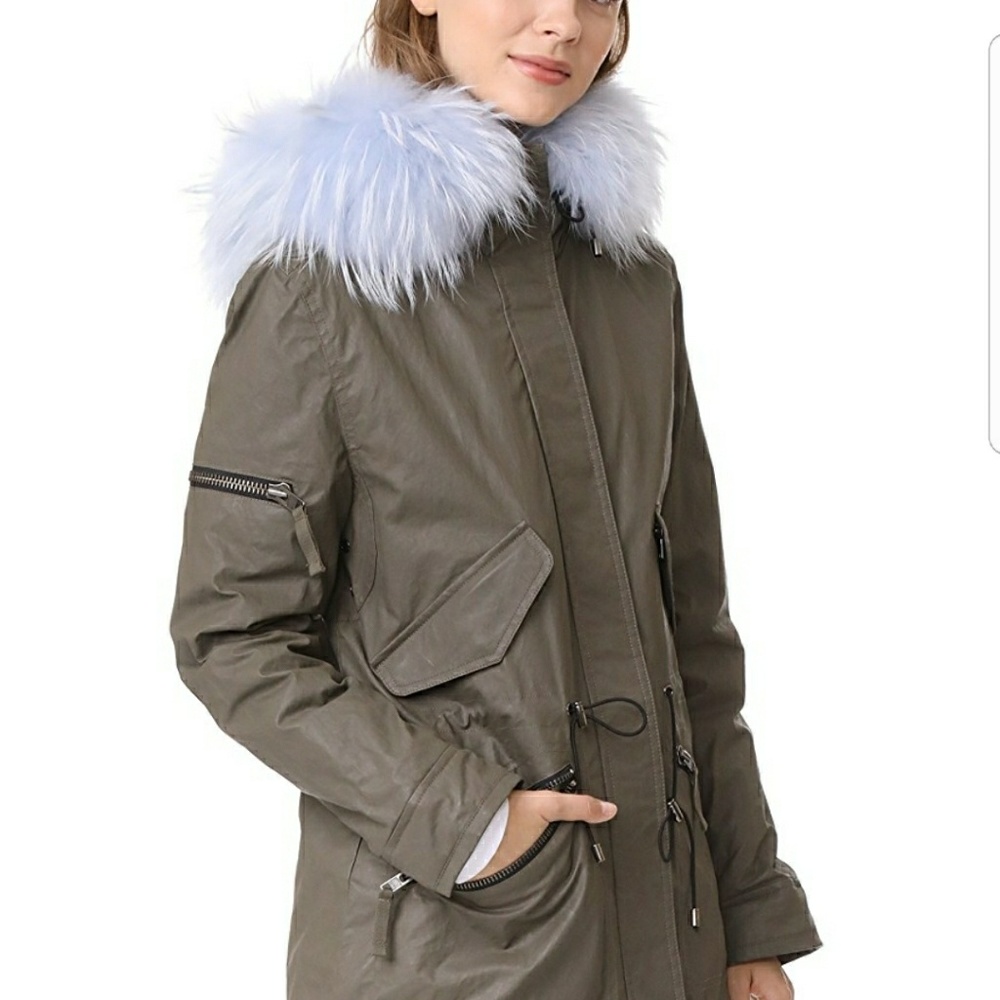 SAM brand new dyed fur  military inspired parka.